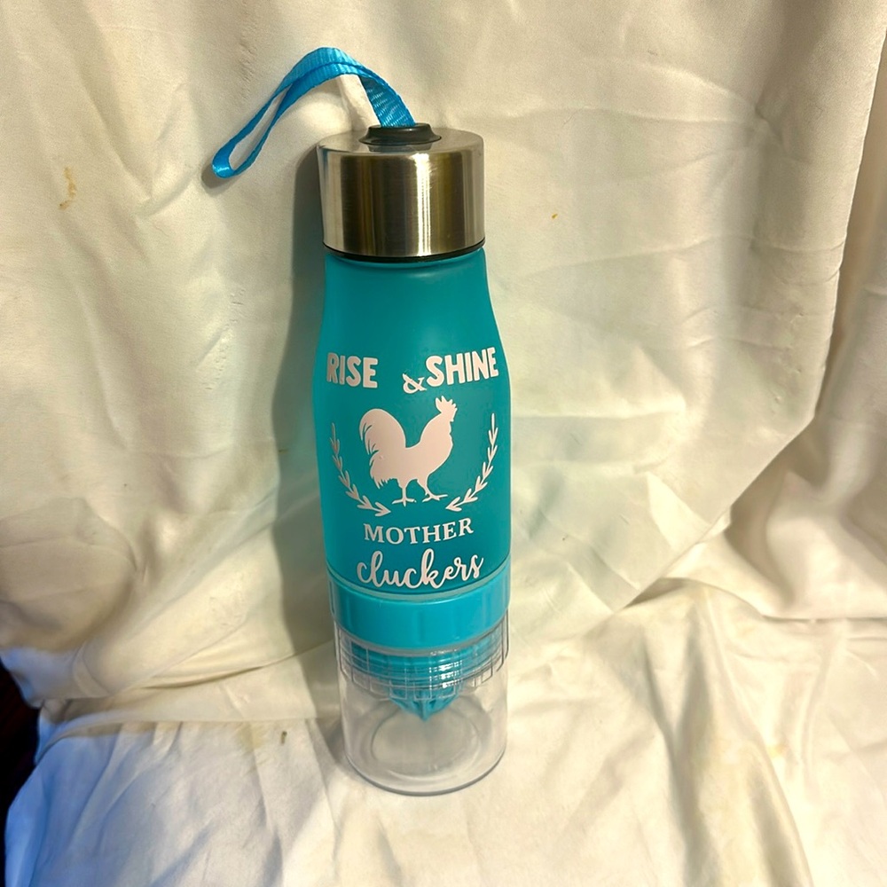 Blue Infusion Water Bottle - “Rise & Shine Mother Cluckers” Humorous